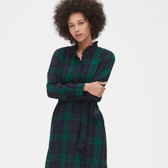 GAP Dresses & Skirts - NWT Gap Plaid Ruffle-Neck Popover Shirtdress GAP Dresses & Skirts - NWT Gap Plaid Ruffle-Neck Popover Shirtdress
